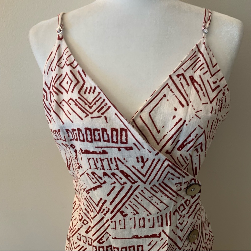 Forever 21 Printed Geometric Side Button Front Linen Rayon Blend Mini Dress - Picture 11 of 12